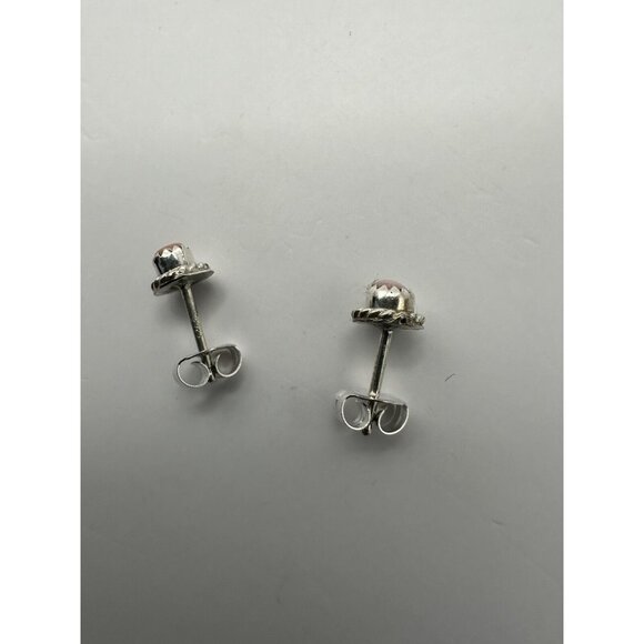 Esther White Navajo Handmade Artisan Pink Conch Stud Earrings Sterling Silver - Picture 3 of 3